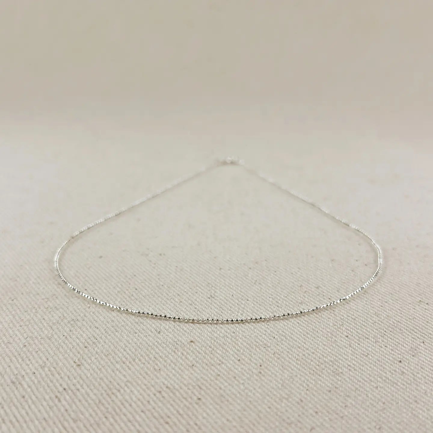 Sterling Silver Diamond Cut Bead Chain 1.0mm - She Chester