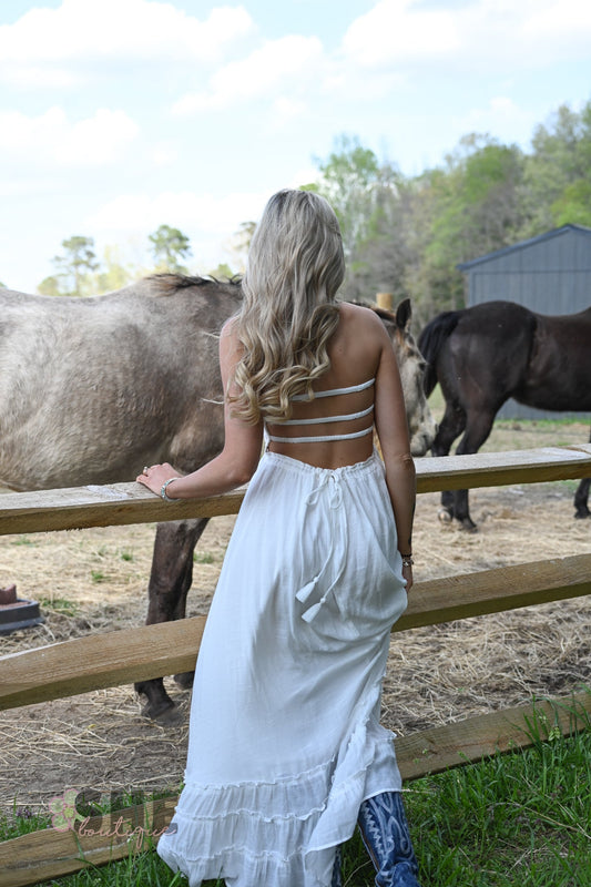 Sunset Dreams White Maxi Dress - She Chester