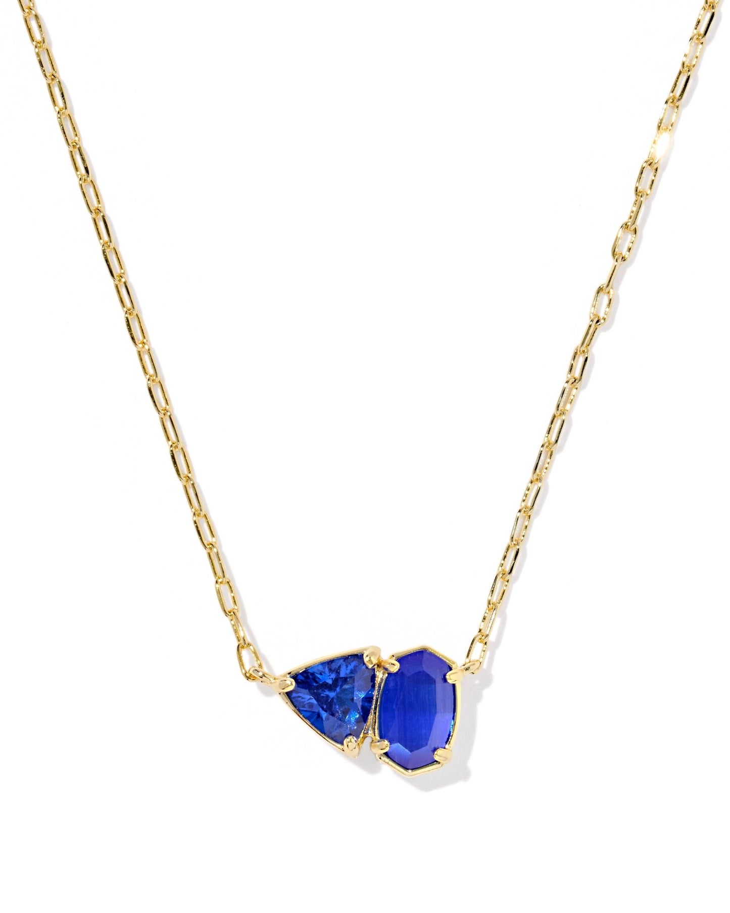 TATUM SHORT PENDANT NECKLACE GOLD COBALT MIX - She Chester