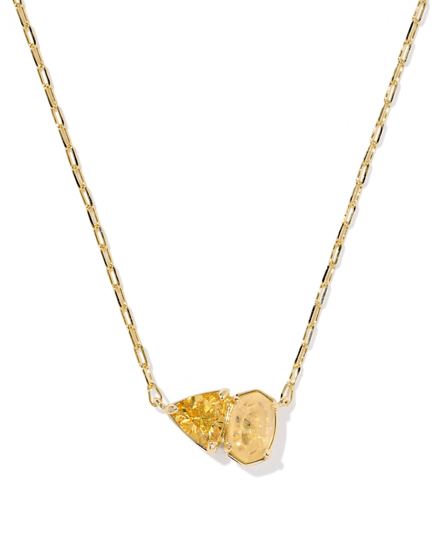 TATUM SHORT PENDANT NECKLACE GOLD GOLDEN YELLOW MIX - She Chester