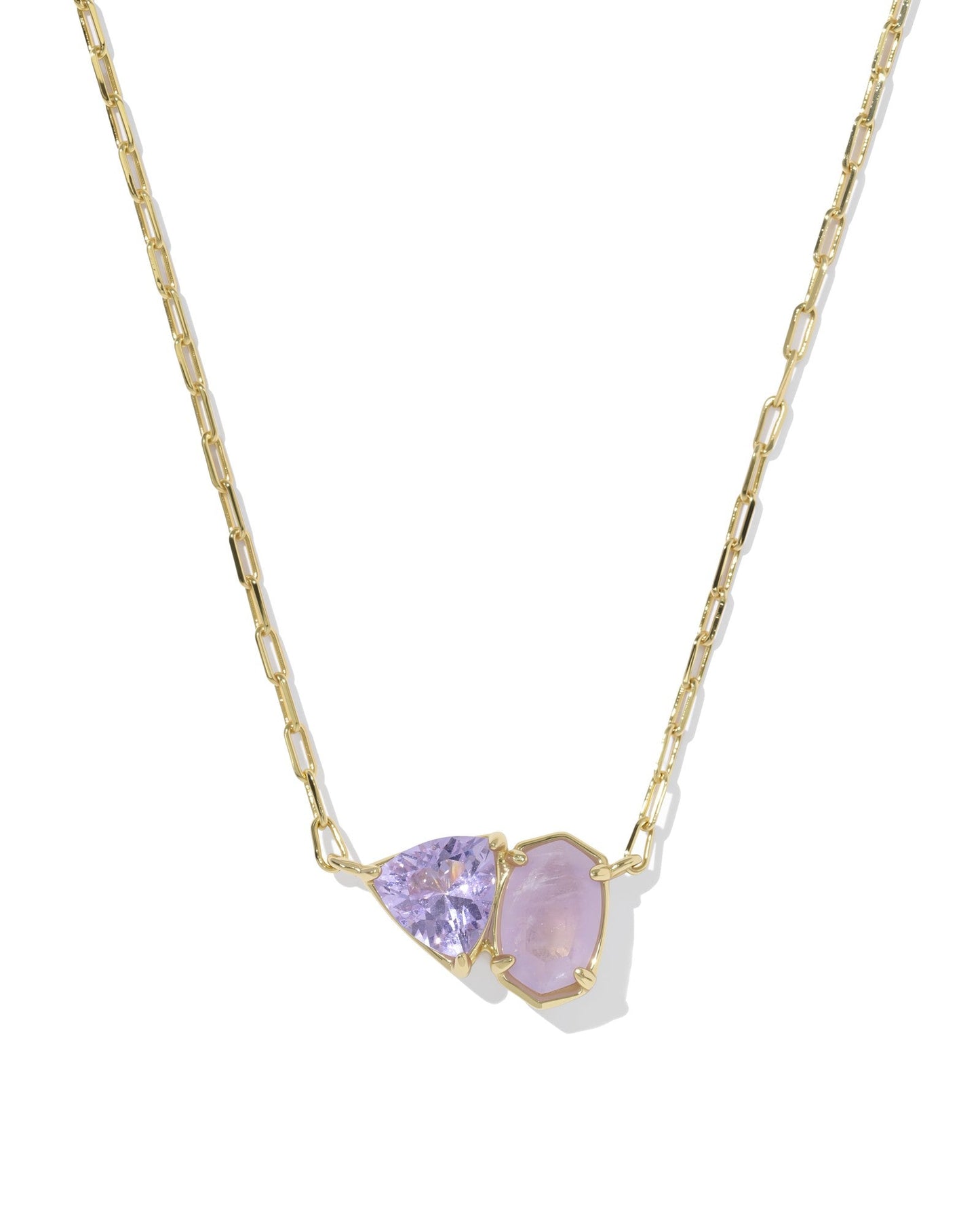 TATUM SHORT PENDANT NECKLACE GOLD PURPLE MIX - She Chester