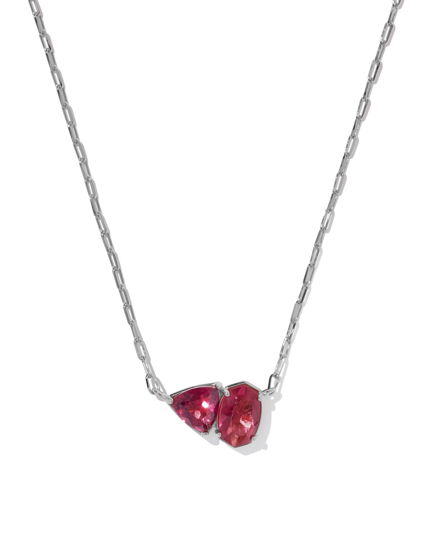 TATUM SHORT PENDANT NECKLACE RHODIUM BURGUNDY MIX - She Chester