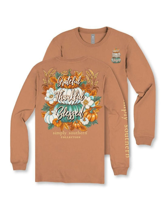 Thankful Grateful Pumpkin LS Tee - She Chester