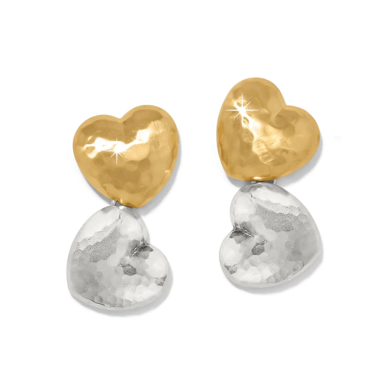 Trianon Heart Small Two Tone Post Drop Earrings JA0112