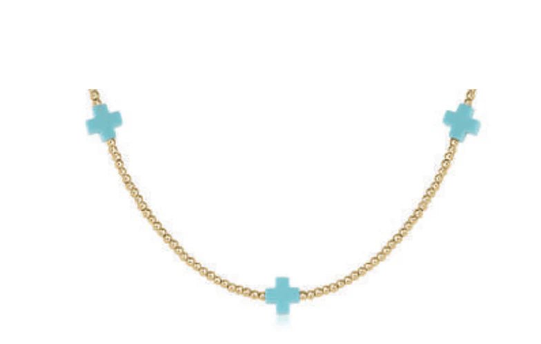 Turq Cross Choker Necklace - She Chester