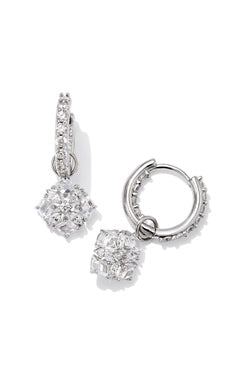 DIRA CRYSTAL HUGGIE EARRINGSSILVER WHITE CRYSTAL
