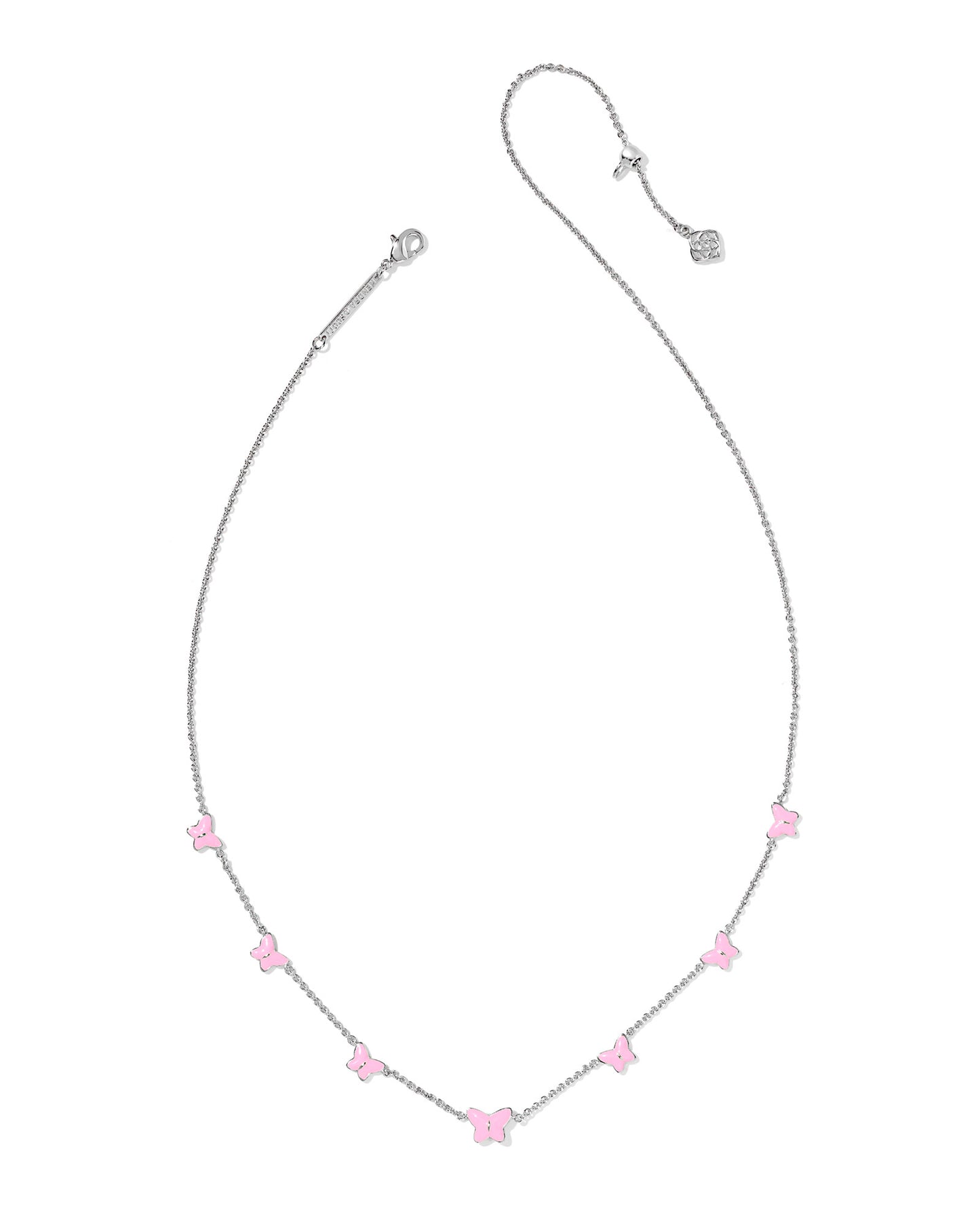 LILLIA BUTTERFLY ENAMEL STRAND NECKLACE SILVER PINK ENAMEL