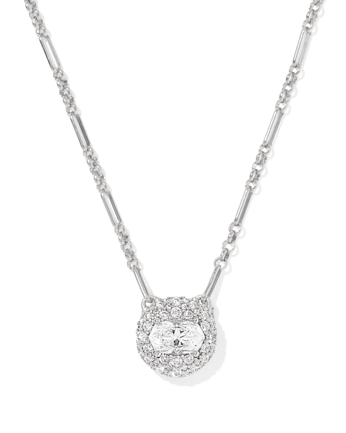BELLA SHORT PENDANT NECKLACE SILVER WHITE CZ