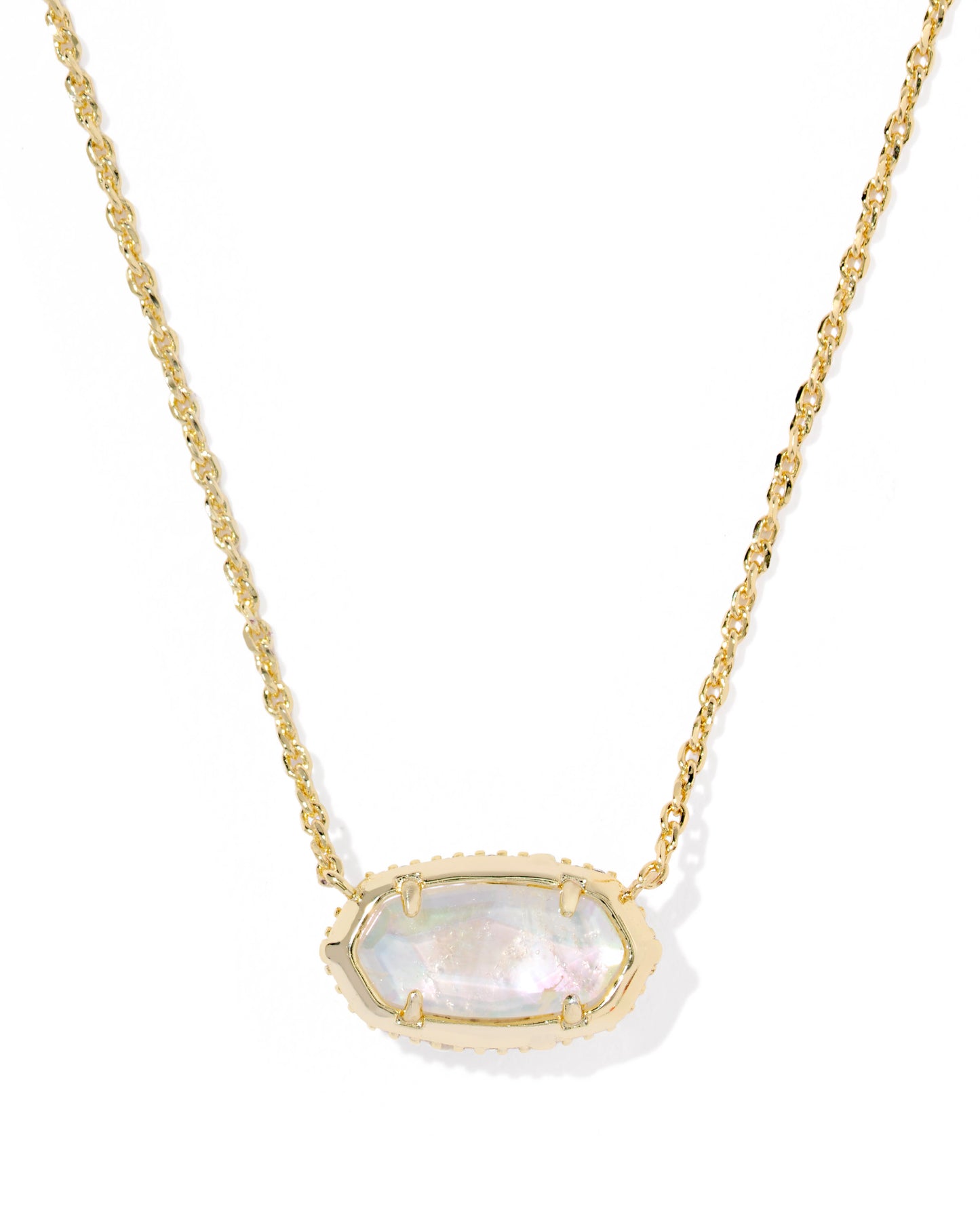 ELISA BOW SHORT PENDANT NECKLACE GOLD IRIDESCENT CRYSTAL IVORY ILLUSION
