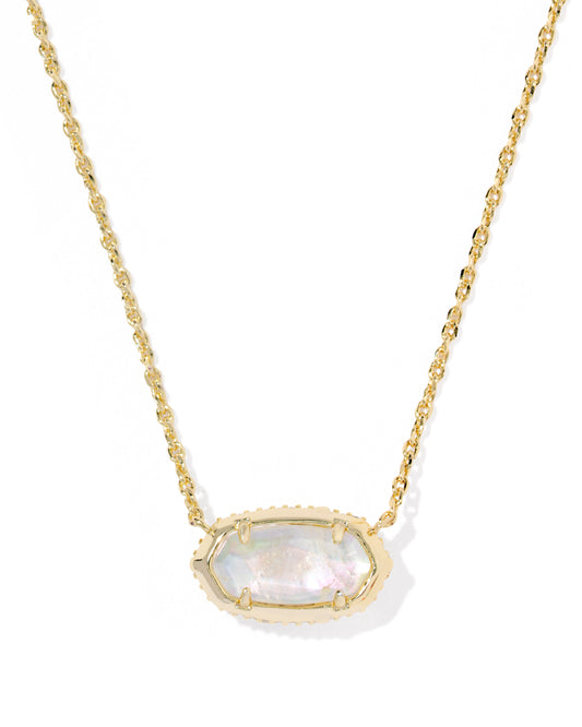 ELISA BOW SHORT PENDANT NECKLACE GOLD IRIDESCENT CRYSTAL IVORY ILLUSION