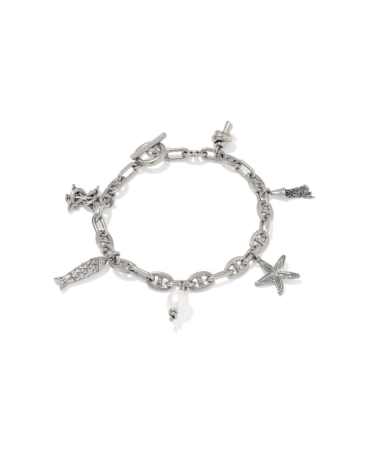 PARKER CHARM BRACELET VINTAGE SILVER FRESH WATER CULTURED PEARL