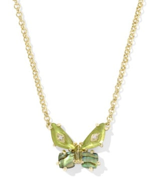 Bianca Butterfly Pendant Necklace Gold Green Mix