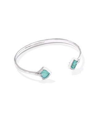 Joelle Cuff Bracelet Rhodium Bright Aqua Illusion