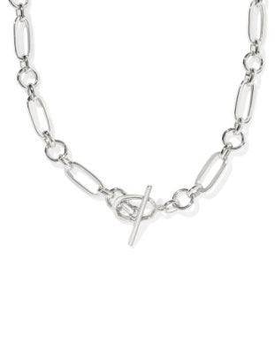 SYLVIA METAL LINK AND CHAIN NECKLACE SILVER