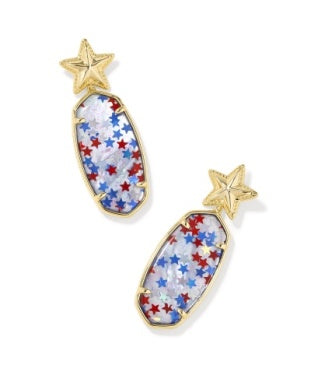 Elle Star Drop Earrings Gold Red White Blue Illusion