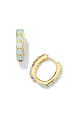 CHANDLER HUGGIE EARRINGSGOLD GREEN LILAC MIX