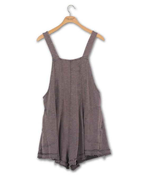 Washed Dark Grey SS Romper - She Chester