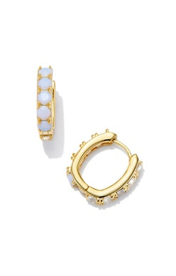 CHANDLER HUGGIE EARRINGSGOLD WHITE OPALITE MIX