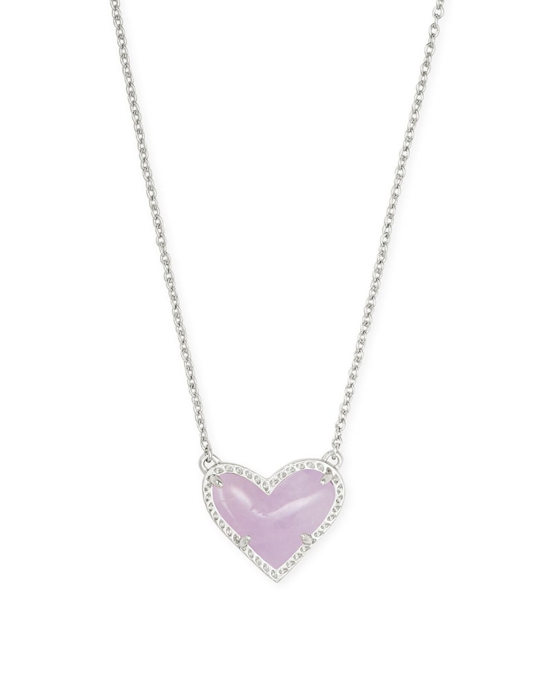Ari Heart Pendant Necklace Rhod/Amethyst