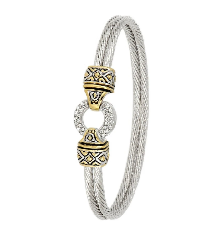 Antiqua Pavé Circle Double Wire Bracelet B2818-AF01