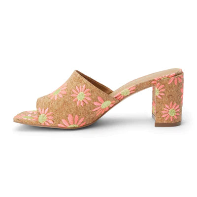 Kristin Cork Pink Daisy Embroidered Sandal - FINAL SALE
