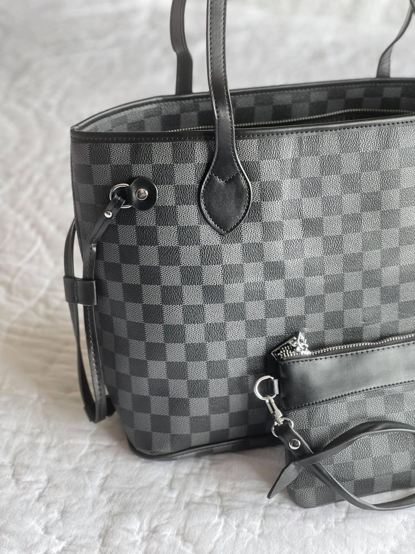 Taylor Checkered Tote - Black