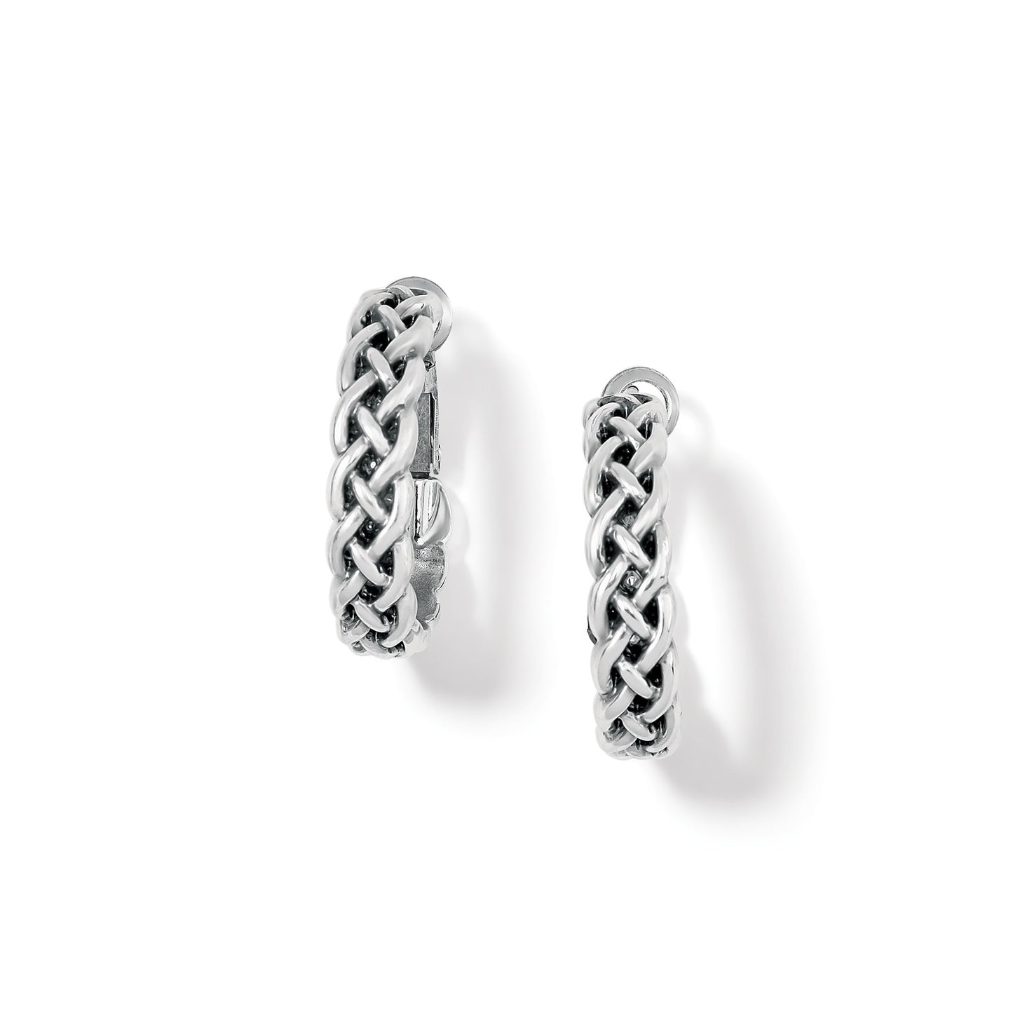 Interlok Braid Small Silver Hoops - JA8890