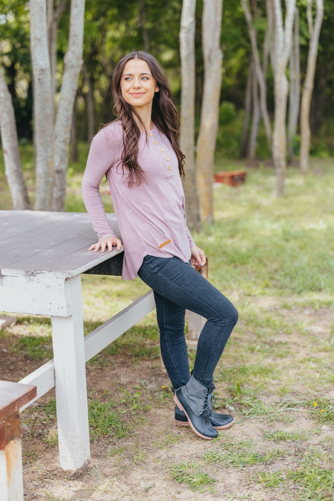 Henley Long Sleeve - Mauve