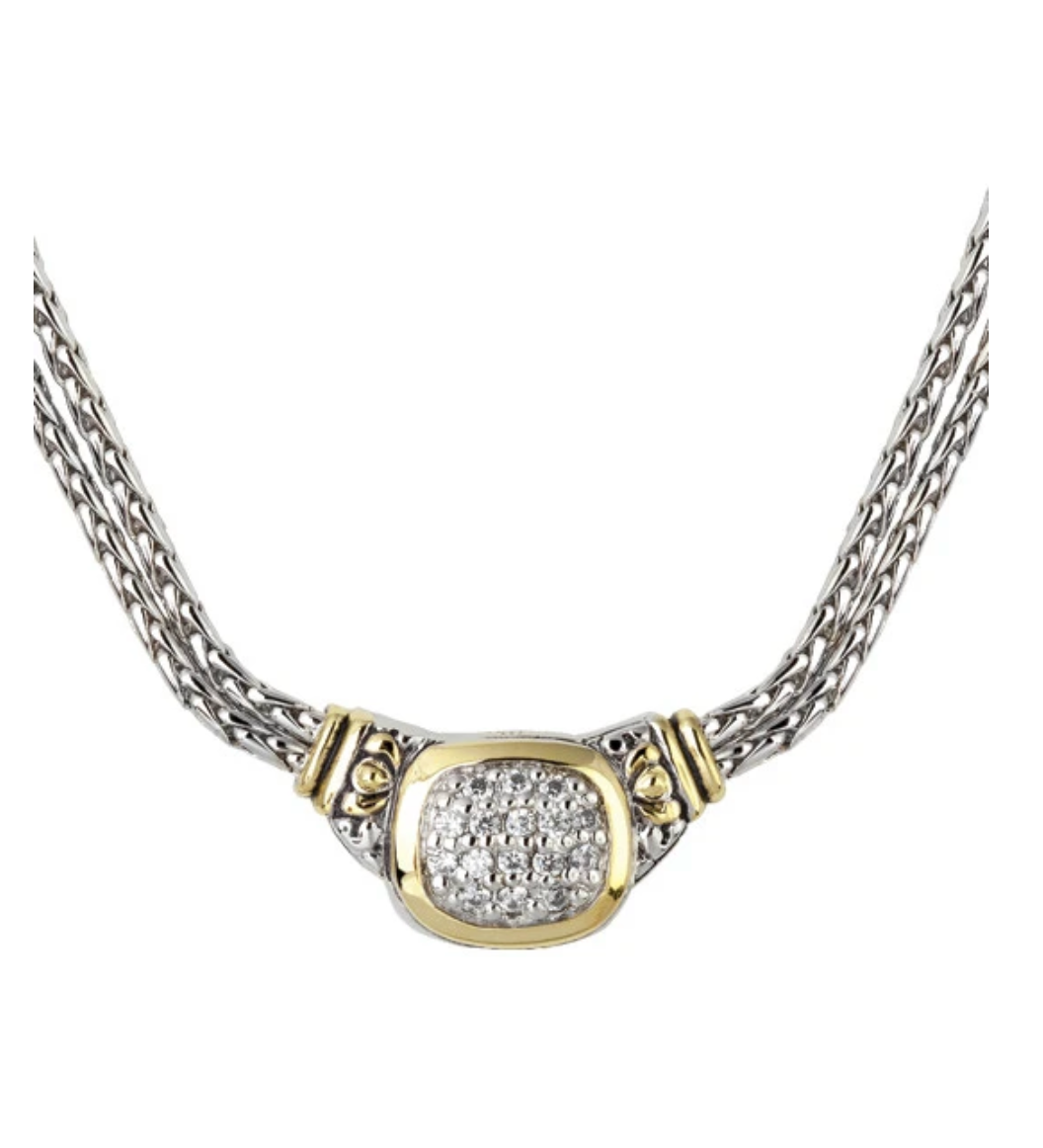 Nouveau CZ Double Strand Necklace N3899-AF03