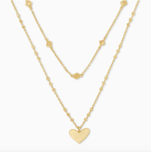 Ari Heart Multi Strand Necklace In Gold