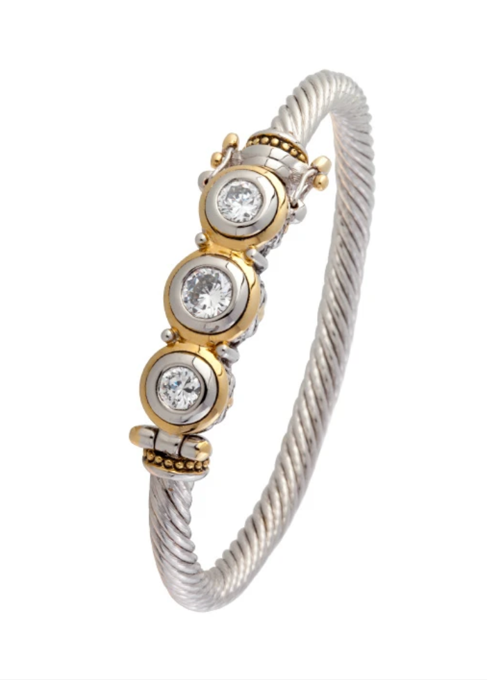 Beijos Three Stone CZ Wire Bracelet B5031-AF00