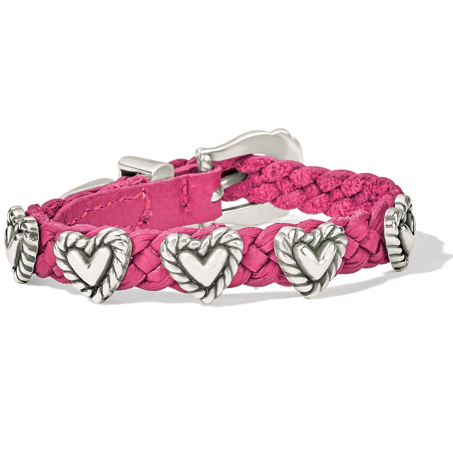 3/8 Pink Roped Heart Braided Bracelet - She Chester