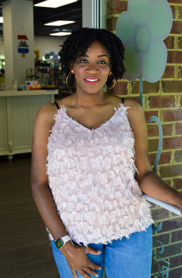 Pink Eyelash Cami Top