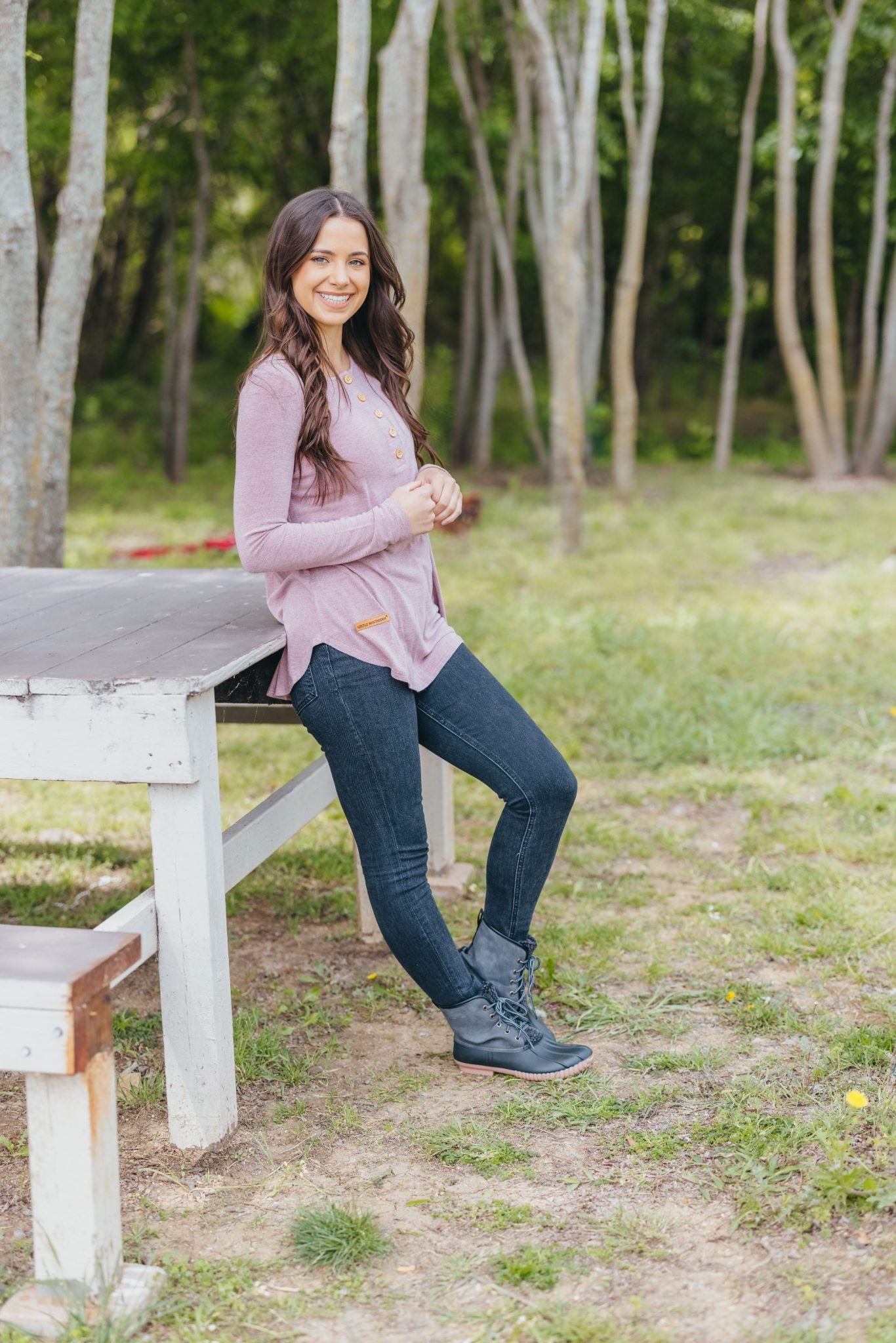 Henley Long Sleeve - Mauve