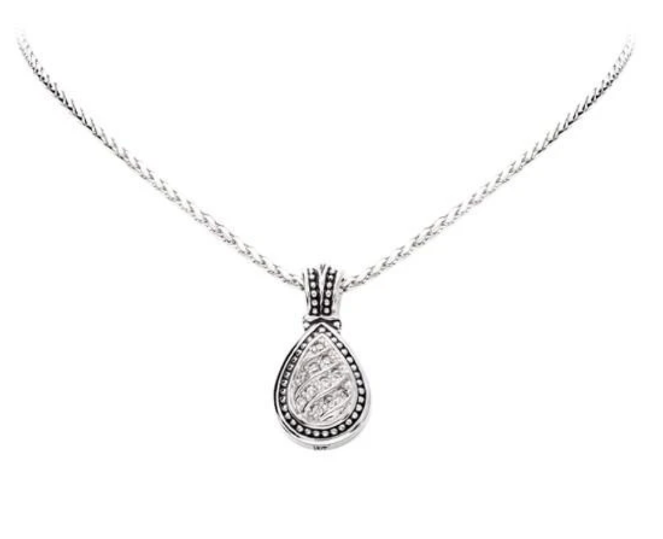 Ocean Images Sparkling Seas Pavé Teardrop Slider with Chain K3847-RF03