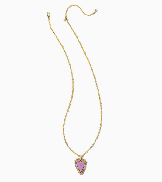 Beaded Ansley Gold Lilac Phosphate Heart Necklace