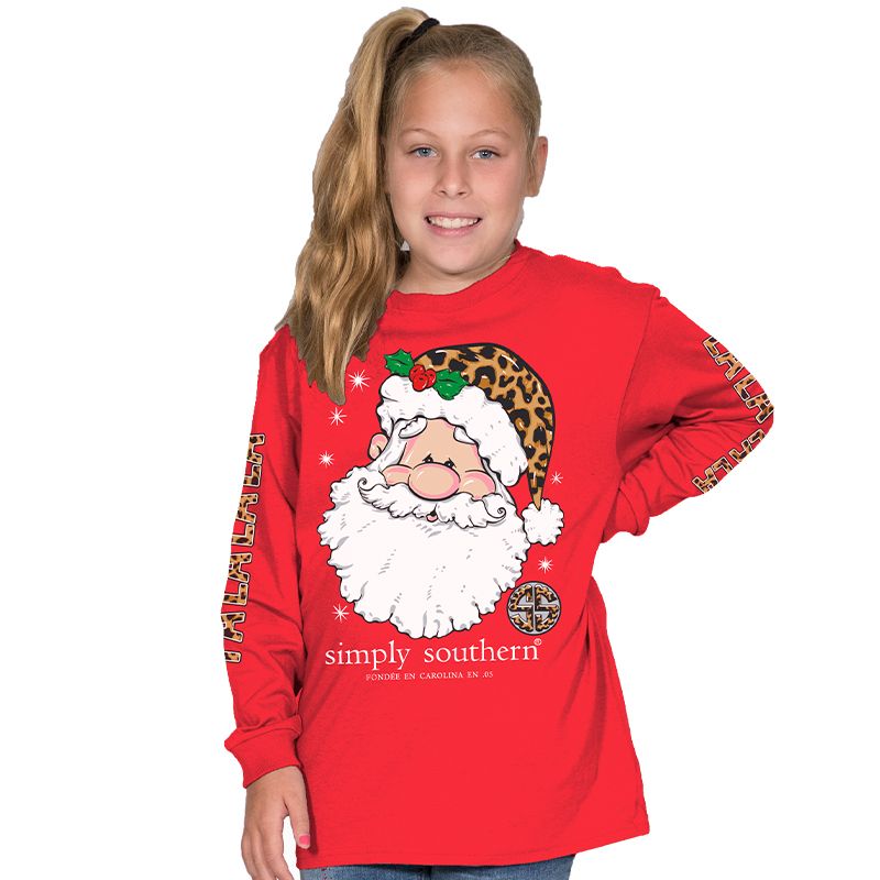 Cheetah Santa Hat SS Long Sleeve - Final Sale