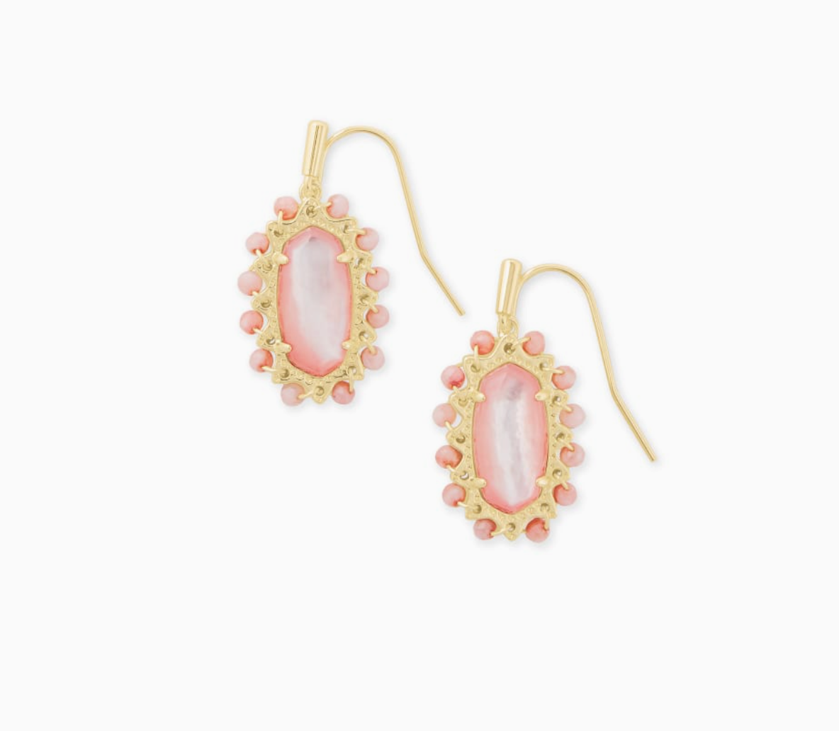 Beaded Lee Drop Earrings Gold/Rose MOP