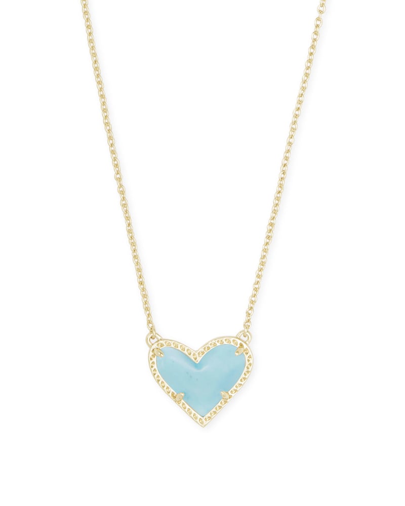 Ari Heart Pendant Necklace Gld/Lt Blue Magnesite