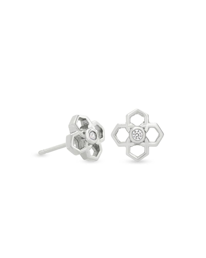 Rue Stud Earring Rhod Metal