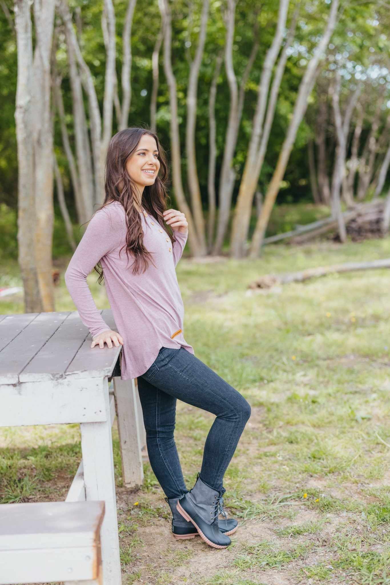 Henley Long Sleeve - Mauve