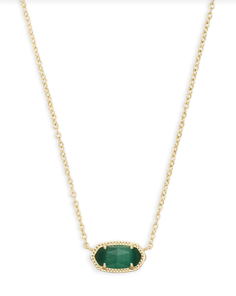 Elisa Necklace Gold Emerald Cats Eye