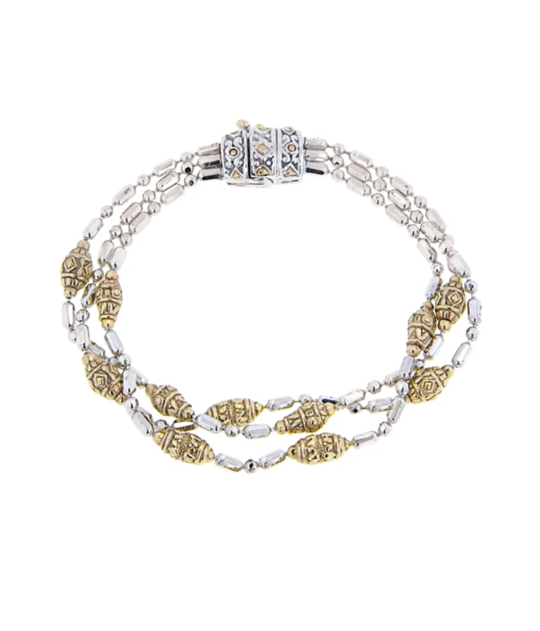 Beaded Two Tone Triple Strand Bracelet B2796-A000