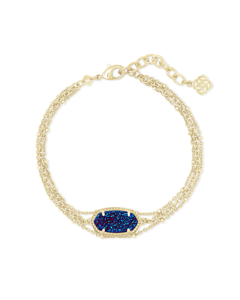 Elaina Multi Strand Bracelet Gold/Indigo Blue Drusy