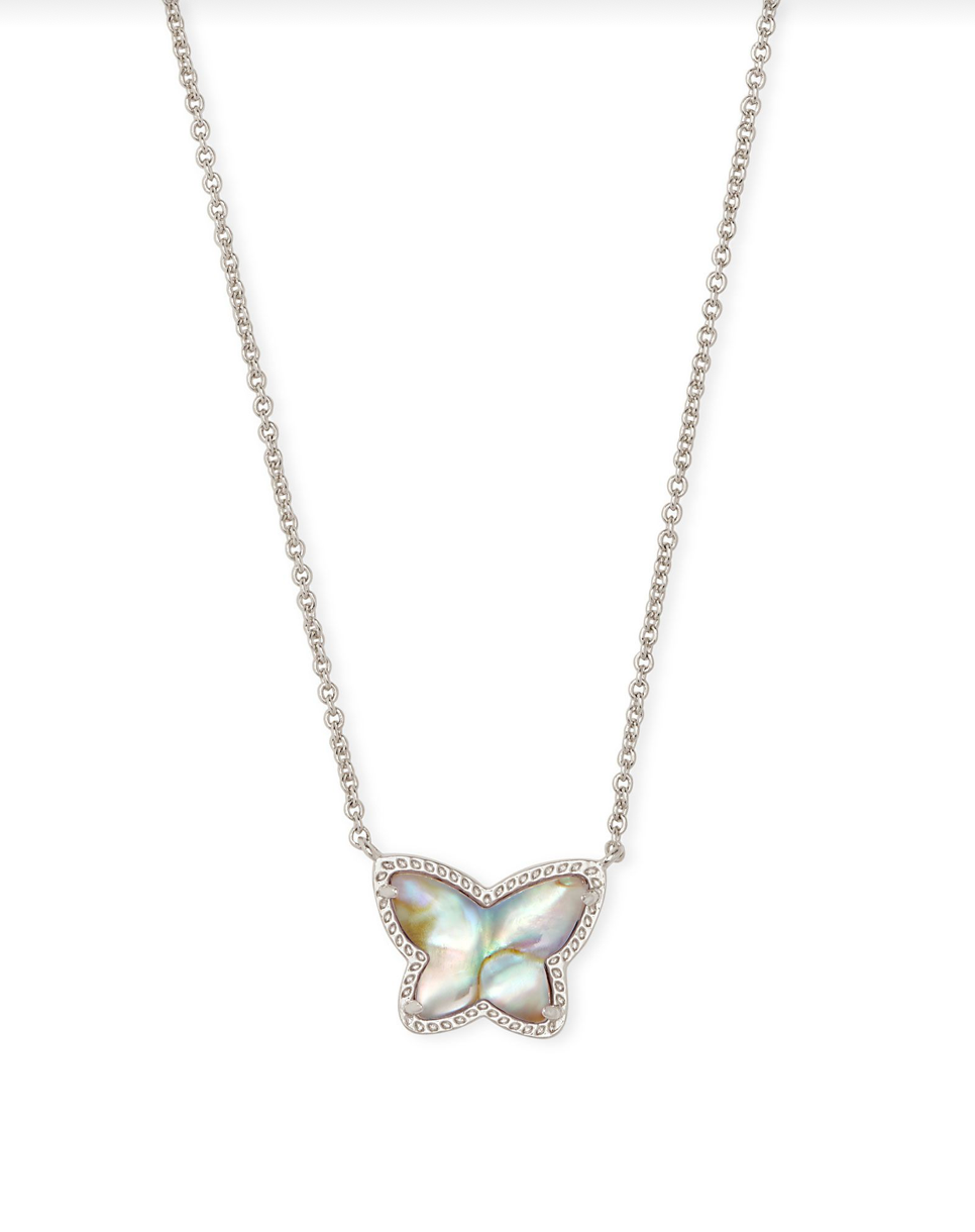 Lillia Butterfly Silver Necklace Iridescent Abalone