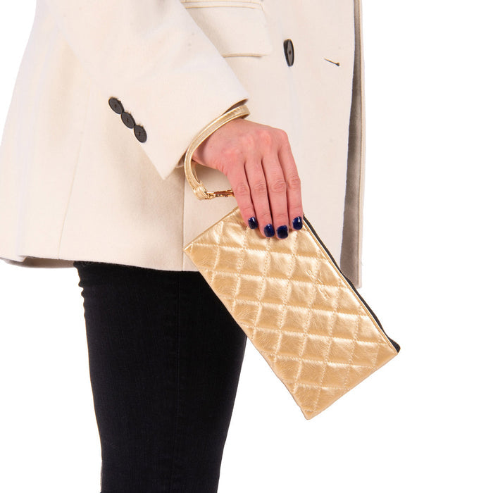 Quilted Gold Kate Wristlet