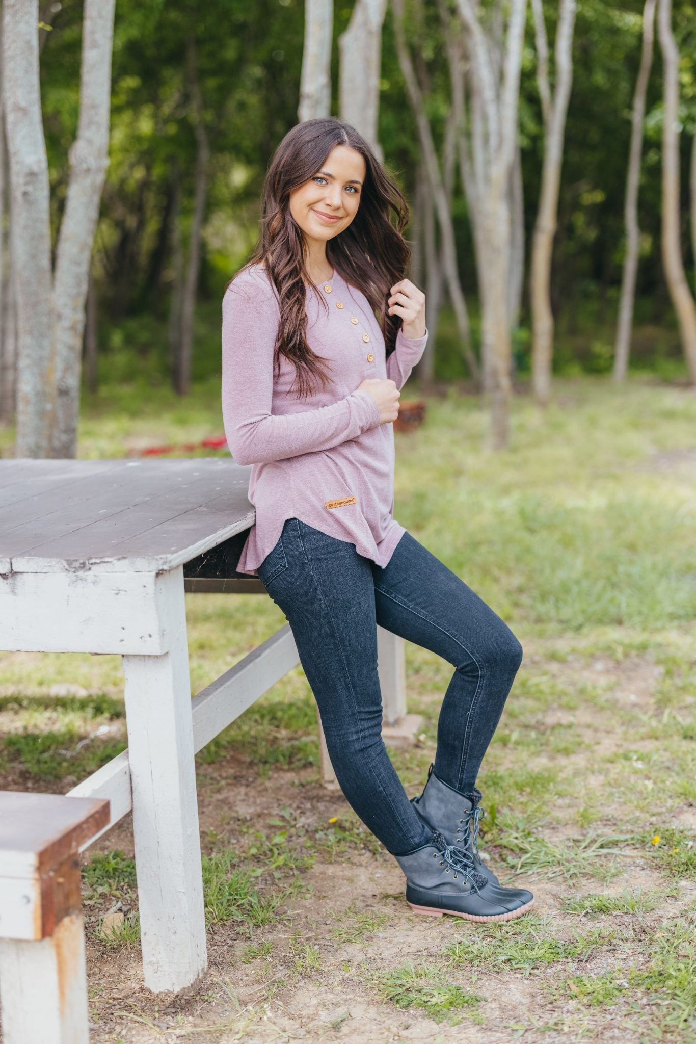 Henley Long Sleeve - Mauve