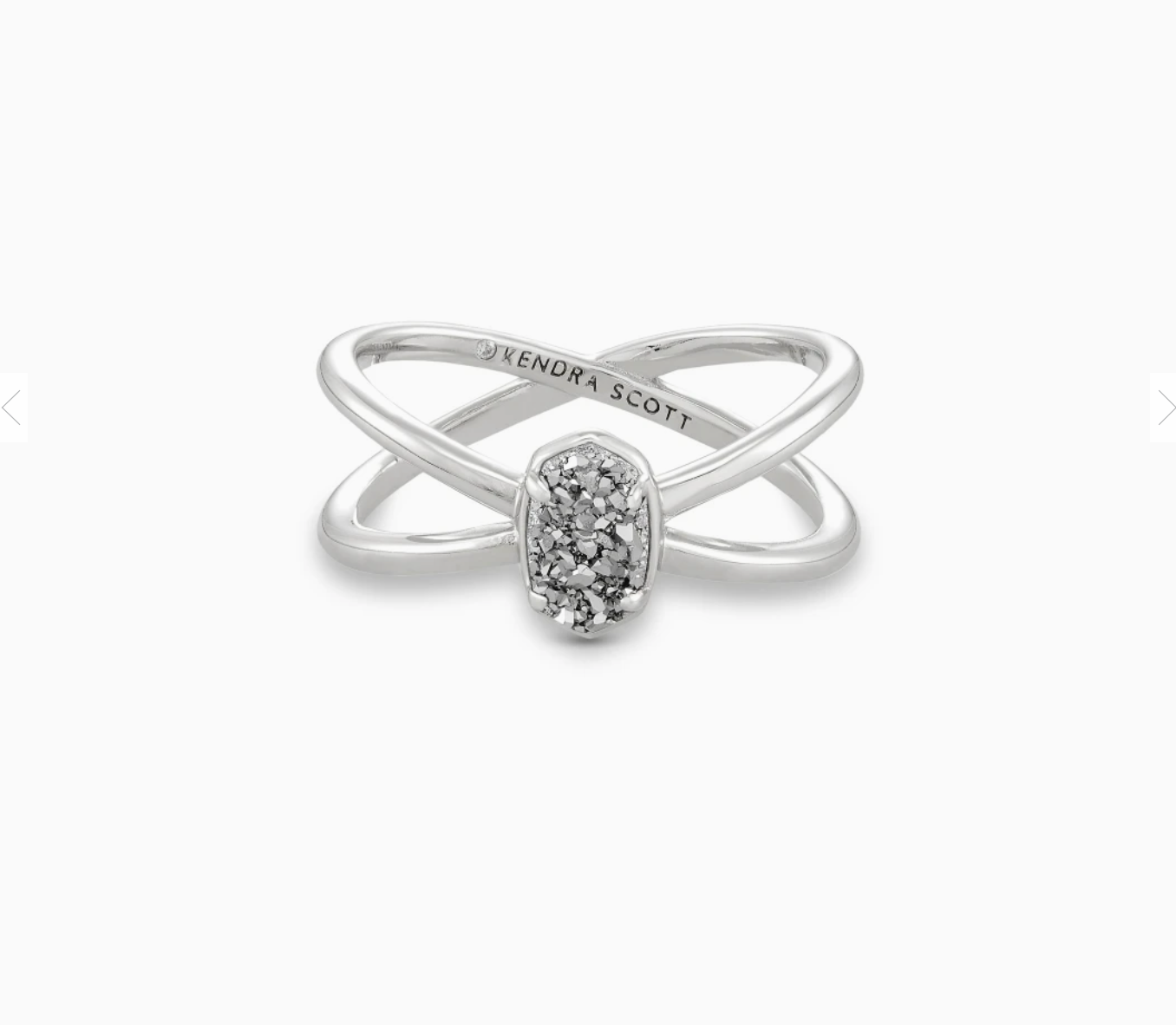 Emilie Double Band Ring Rhod/Platinum Drusy Size 8