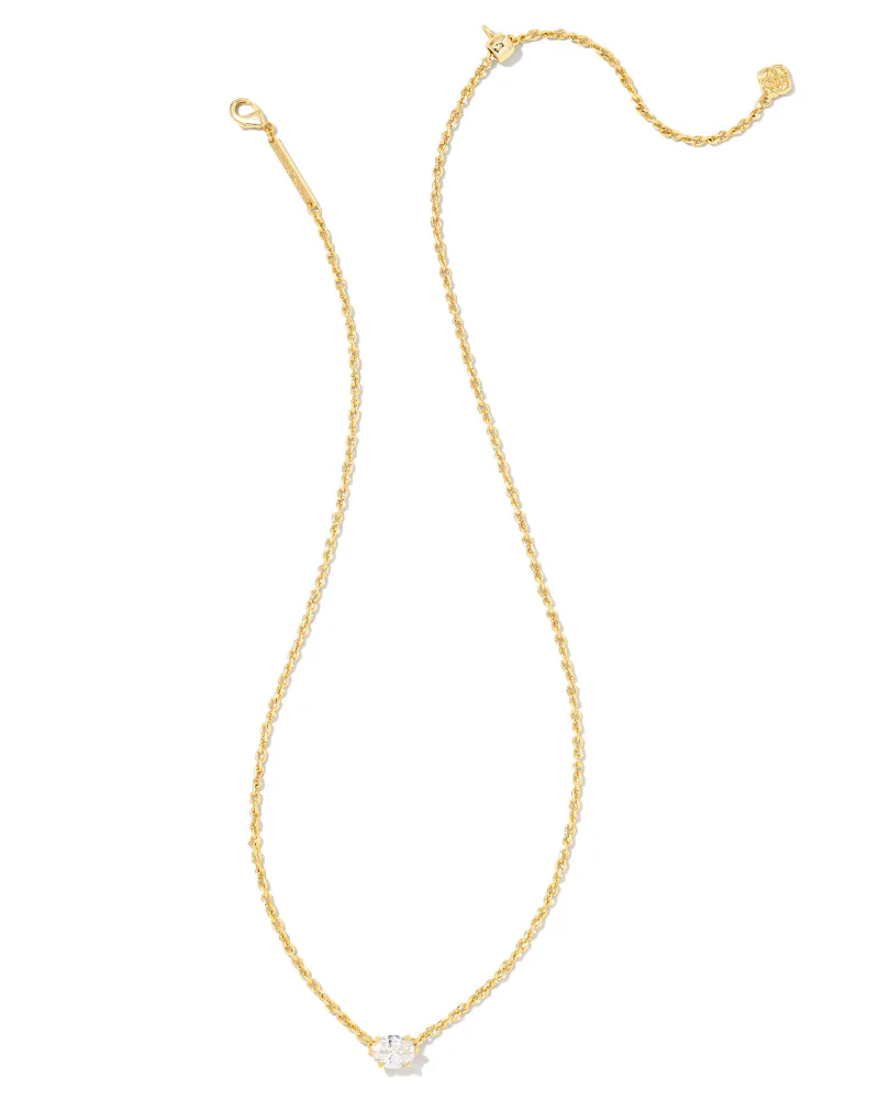 Cailin Pendant Necklace Gold White CZ
