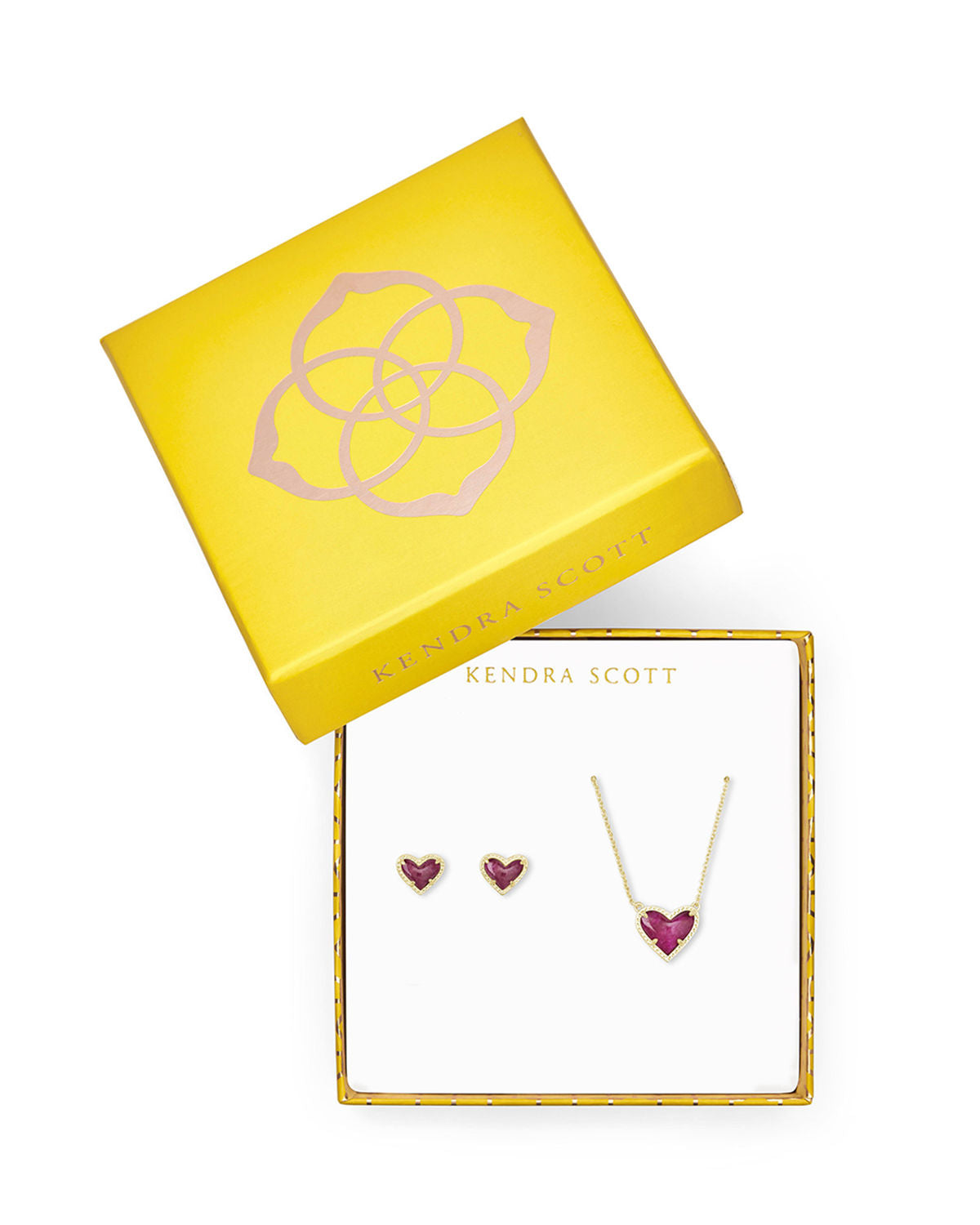 Gift Set Ari Heart Pendant & Stud Gold/Rasp Labradorite